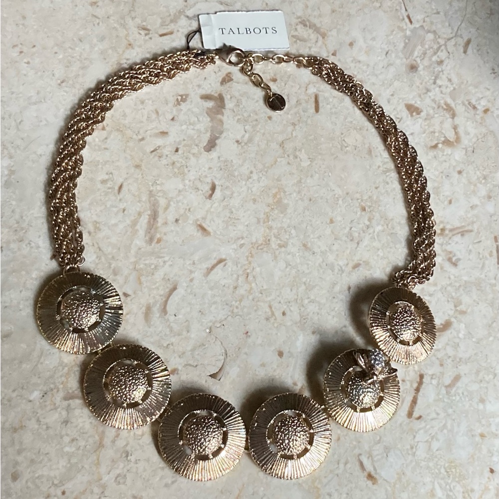 TALBOTS Gold Tone Collar Necklace W/Crystal Bee NWT!